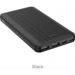 Hoco J48 Nimble Power Bank 10000mAh με 2 Θύρες USB-A Μαύρο