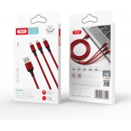 XO Braided USB to Lightning / Type-C / micro USB Cable Κόκκινο 1,2m (NB173)