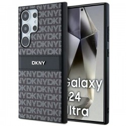 Θήκη DKNY Δερμάτινη με Σχέδιο Ρίγα Mono & Μεταλλικό Λογότυπο (DKHCS24LPRTHSLK) για Samsung Galaxy S24 Ultra – Μαύρη