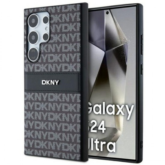 Θήκη DKNY Δερμάτινη με Σχέδιο Ρίγα Mono & Μεταλλικό Λογότυπο (DKHCS24LPRTHSLK) για Samsung Galaxy S24 Ultra – Μαύρη