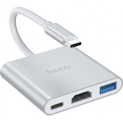 Hoco HB14 Easy use USB-C Docking Station with HDMI 4K PD Silver