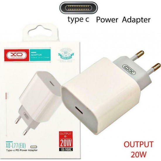 XO USB-C Wall Adapter 20W White (L77 20W)