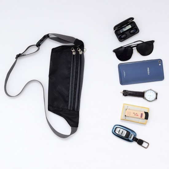 Running belt waist pouch for phone case with earphone outlet black