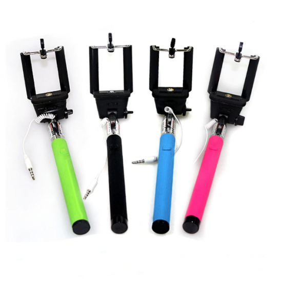 Selfie Stick with Button Wired Cotton Material Handle Monopod Universal for Mobile Phone