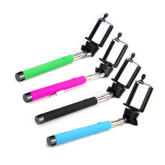 Selfie Stick with Button Wired Cotton Material Handle Monopod Universal for Mobile Phone