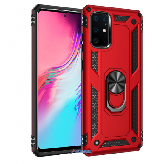 Samsung Galaxy A71 A715F Armor Θήκη Hybrid Shockproof With 360 Degree Metal Rotating Ring - Red