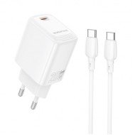 Borofone BN26 Fuente Φορτιστής Τοίχου USB-C PD 20W με Καλώδιο USB-C σε USB-C - White