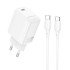Borofone BN26 Fuente Φορτιστής Τοίχου USB-C PD 20W με Καλώδιο USB-C σε USB-C - White