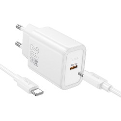 Hoco N60 USB-C PD/QC 20W Φορτιστής με Καλώδιο USB-C σε USB-C