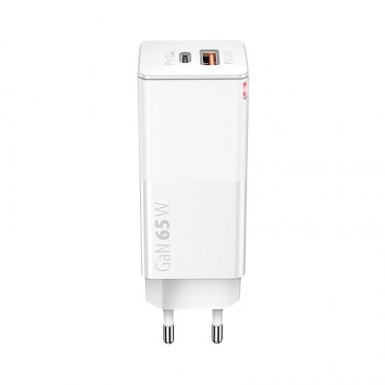 Forever Φορτιστής Υψηλής Ισχύος 65W με Θύρες USB-C & USB – Λευκός Forever Φορτιστής Υψηλής Ισχύος 65W με Θύρες USB-C & USB – Λευκός
