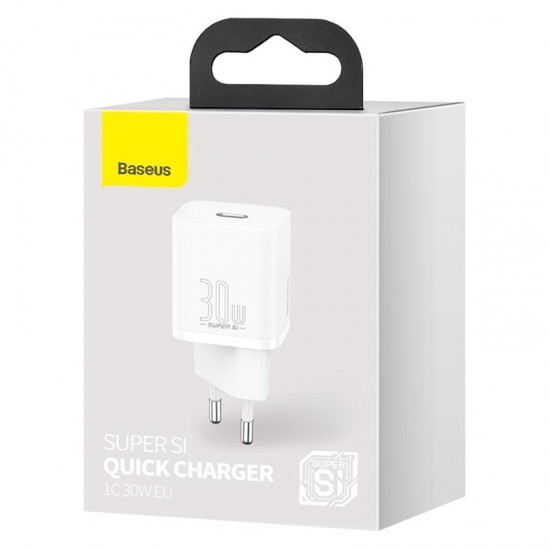 Baseus Φορτιστής Super Si Γρήγορης Φόρτισης 30W USB-C (CCSUP-J02) – Λευκός Baseus Φορτιστής Super Si Γρήγορης Φόρτισης 30W USB-C (CCSUP-J02) – Λευκός