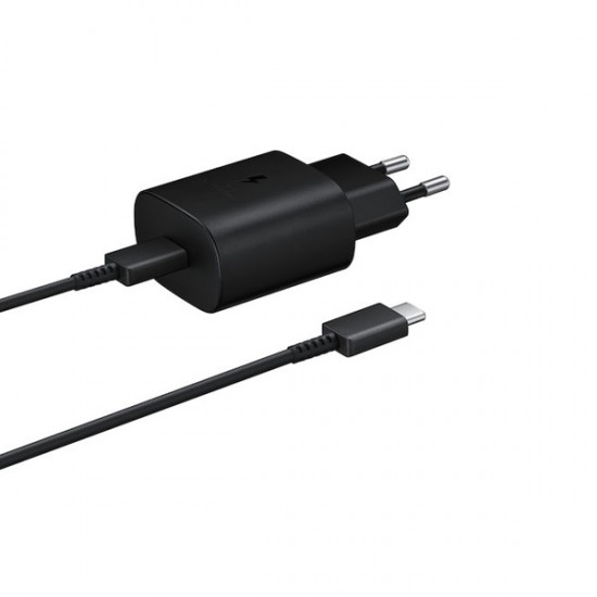 Samsung Φορτιστής Ταχείας Φόρτισης 25W USB-C με Καλώδιο Type-C σε Type-C – Λευκό / Μαύρο Samsung Φορτιστής Ταχείας Φόρτισης 25W USB-C με Καλώδιο Type-C σε Type-C – Λευκό / Μαύρο
