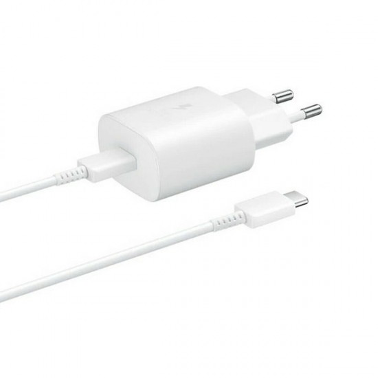 Samsung Φορτιστής Ταχείας Φόρτισης 25W USB-C με Καλώδιο Type-C σε Type-C – Λευκό / Μαύρο Samsung Φορτιστής Ταχείας Φόρτισης 25W USB-C με Καλώδιο Type-C σε Type-C – Λευκό / Μαύρο