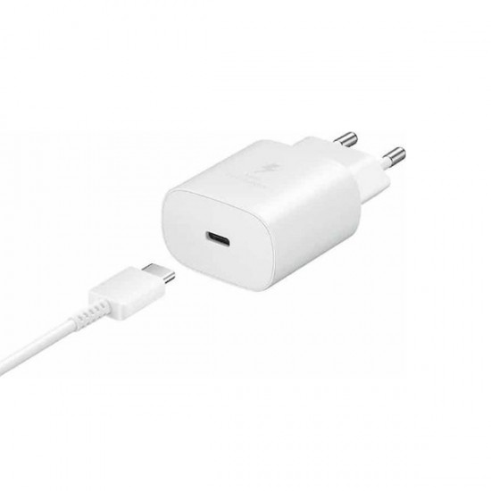 Samsung Φορτιστής Ταχείας Φόρτισης 25W USB-C με Καλώδιο Type-C σε Type-C – Λευκό / Μαύρο Samsung Φορτιστής Ταχείας Φόρτισης 25W USB-C με Καλώδιο Type-C σε Type-C – Λευκό / Μαύρο