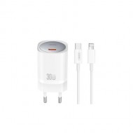 XO Φορτιστής GaN με Θύρα USB-C & Καλώδιο USB-C σε Lightning 30W Power Delivery – Λευκό (CE20)