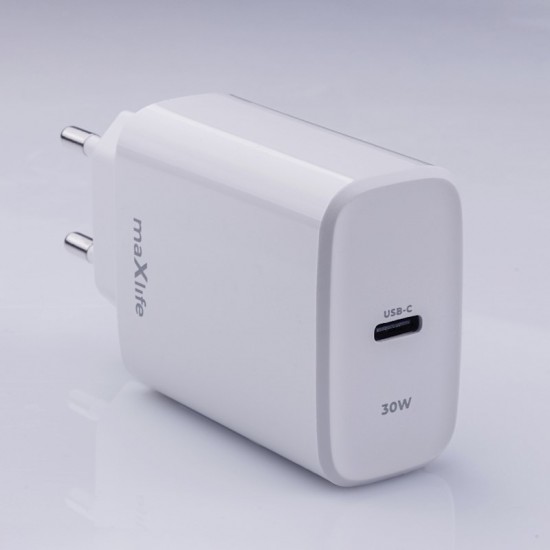 maXlife Φορτιστής Ταχείας Φόρτισης 30W PD USB-C (MXTC-10-30C) – Λευκός maXlife Φορτιστής Ταχείας Φόρτισης 30W PD USB-C (MXTC-10-30C) – Λευκός