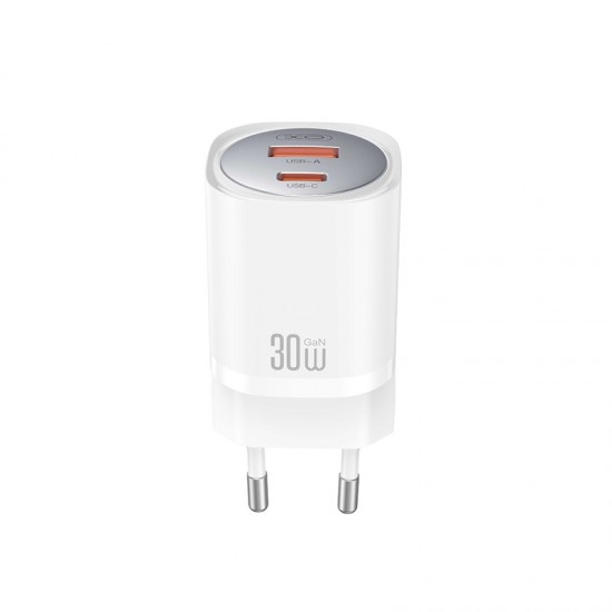 XO-CE21(EU) Φορτιστής GaN 30W με Θύρες USB-C & USB – Λευκός