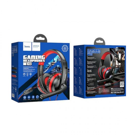 Hoco W103 Ενσύρματα Ακουστικά Gaming με Σύνδεση 3.5mm – Μαύρο / Κόκκινο Hoco W103 Ενσύρματα Ακουστικά Gaming με Σύνδεση 3.5mm – Μαύρο / Κόκκινο