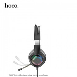 Hoco Ενσύρματα Ακουστικά με Κατσικίσια Αυτιά W107 - Gaming, 3.5mm Jack, Μικρόφωνο & Πολύχρωμα LED - Μαύρο / Πράσινο
