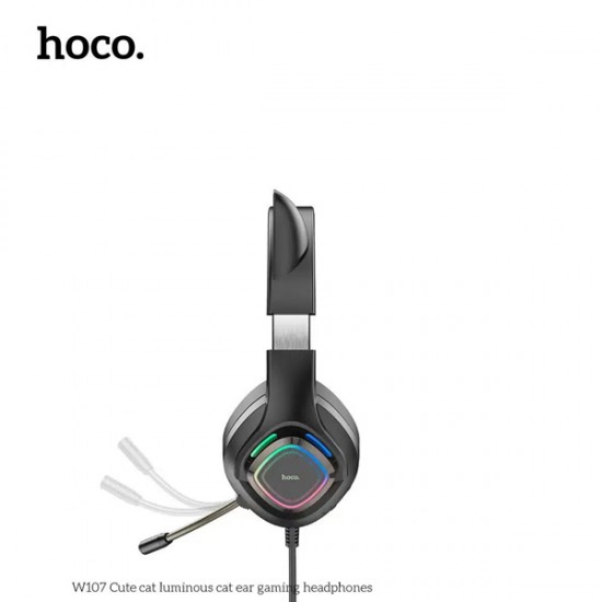 Hoco Ενσύρματα Ακουστικά με Κατσικίσια Αυτιά W107 - Gaming, 3.5mm Jack, Μικρόφωνο & Πολύχρωμα LED - Μαύρο / Πράσινο Hoco Ενσύρματα Ακουστικά με Κατσικίσια Αυτιά W107 - Gaming, 3.5mm Jack, Μικρόφωνο & Πολύχρωμα LED - Μαύρο / Πράσινο