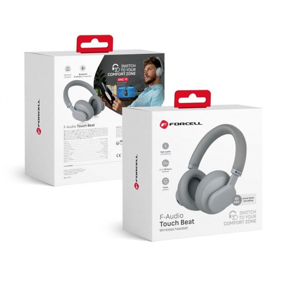 Forcell F-Audio Touch Beat ANC Ασύρματα Ακουστικά Bluetooth - Γκρι