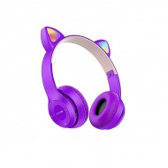 Ακουστικά Παιδικά P47M Cat Ear Ασύρματα / Ενσύρματα – Μοβ