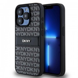 Θήκη DKNY Δερμάτινη με Σχέδιο Ρίγα Mono & Μεταλλικό Λογότυπο (DKHCP15XPRTHSLK) για iPhone 15 Pro Max – Μαύρη