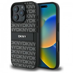 Θήκη DKNY Δερμάτινη Hardcase με Ανάγλυφο Σχέδιο Ρίγα Tonal (DKHCP16XPRTHSLK) για iPhone 16 Pro Max – Μαύρη