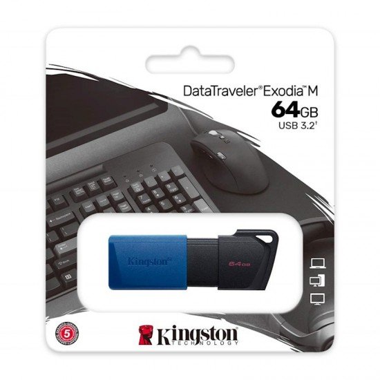 Kingston DataTraveler Exodia M USB 3.2 Gen 1 Flash Drive 64GB – Blue