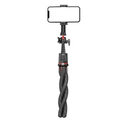Techsuit - Selfie Stick (C03) με Εύκαμπτο Τηλεσκοπικό Κοντάρι, Τρίποδο, Τηλεχειριστήριο, 360° Ball Head, 64cm – Μαύρο