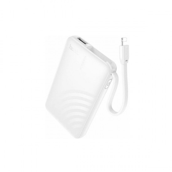 Power Bank Τσέπης με Ενσωματωμένο Καλώδιο iP 5000mAh Hoco J134 - Λευκό