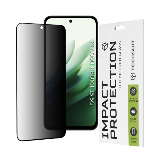 Xiaomi Redmi 15 4G / Redmi 15 5G Techsuit - 111D Privacy Full Glue - Μαύρο Xiaomi Redmi 15 4G / Redmi 15 5G Techsuit - 111D Privacy Full Glue - Μαύρο