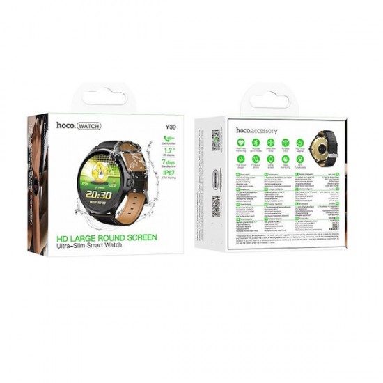 Hoco Y39 Smartwatch με Κλήσεις Bluetooth & Μέτρηση Καρδιακών Παλμών – Μαύρο