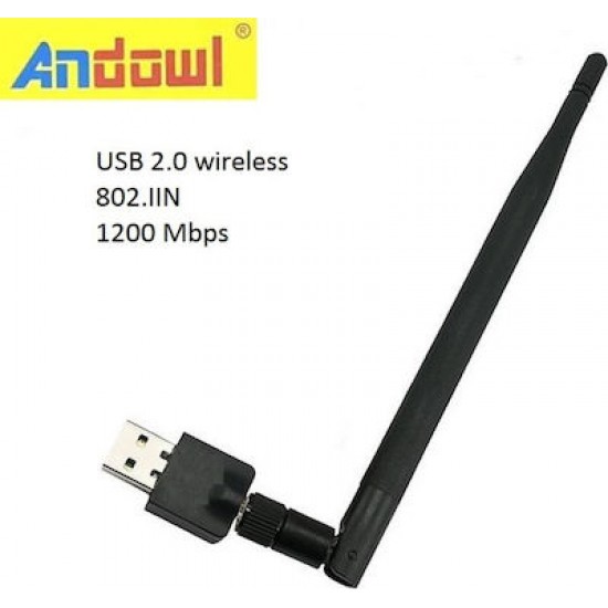 Andowl Q-A220 Ασύρματος USB Αντάπτορας Δικτύου με Αποσπώμενη Κεραία 1200Mbps