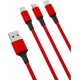 XO Braided USB to Lightning / Type-C / micro USB Cable Κόκκινο 1,2m (NB173)